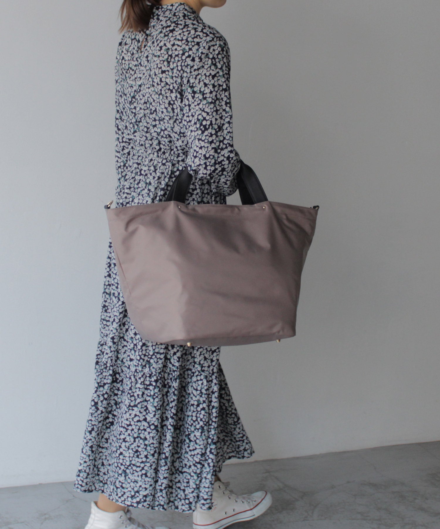 ヴィータフェリーチェ VitaFelice 本革×ナイロントートバッグ 本革ハンドル A4 斜めがけ 2way ショルダーバッグ 旅行バッグ 出張バッグ マザーバッグ (BLACK) BK