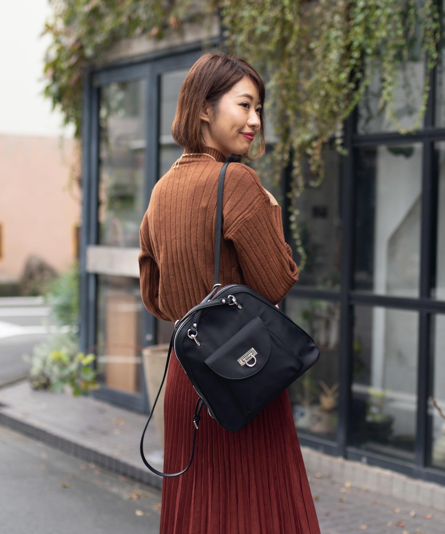 ヴィータフェリーチェ VitaFelice クロスショルダー2wayナイロンミニリュック,BLACK