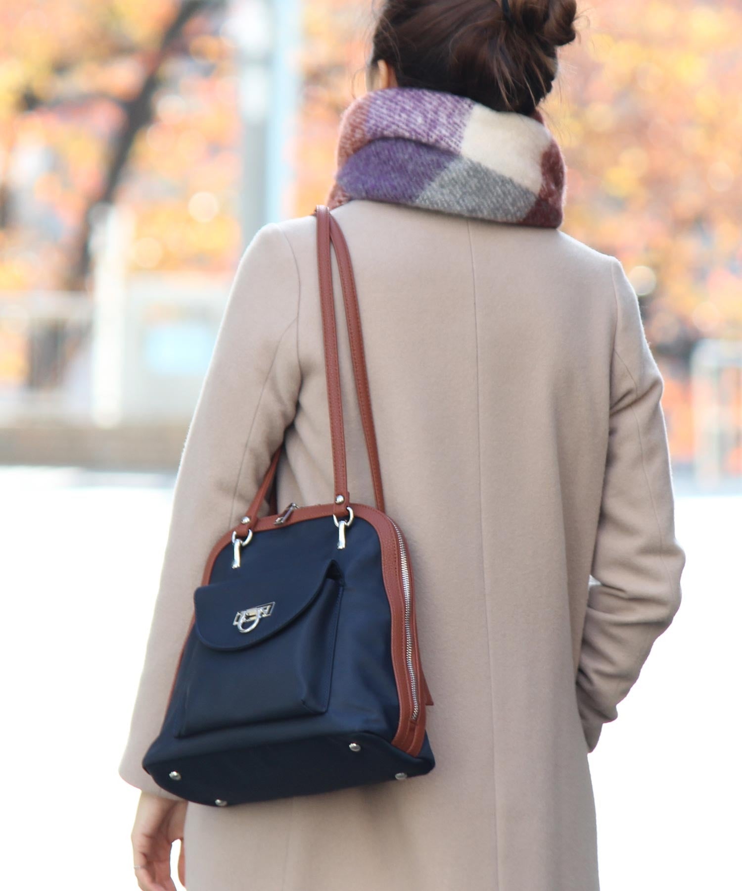 ヴィータフェリーチェ VitaFelice クロスショルダー2wayナイロンミニリュック,NAVY