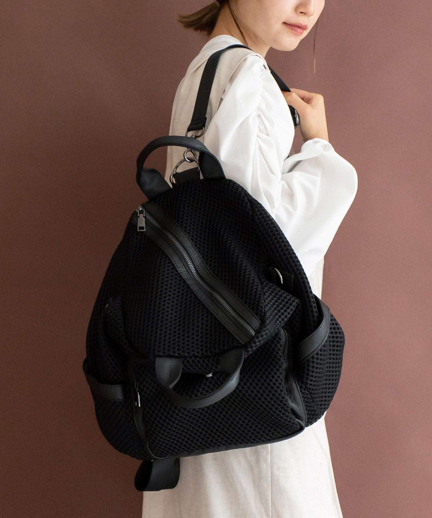 ヴィータフェリーチェ VitaFelice メッシュ3wayミニリュック (BLACK) BLACK