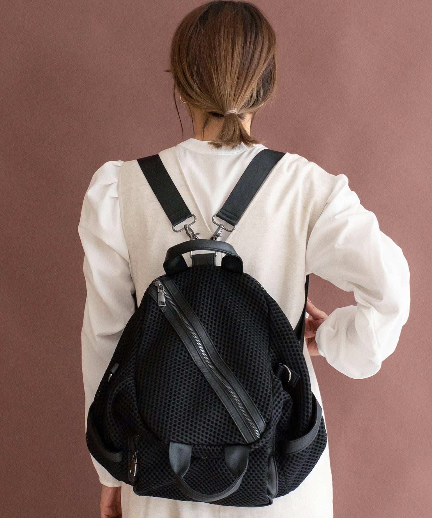 ヴィータフェリーチェ VitaFelice メッシュ3wayミニリュック (BLACK) BLACK