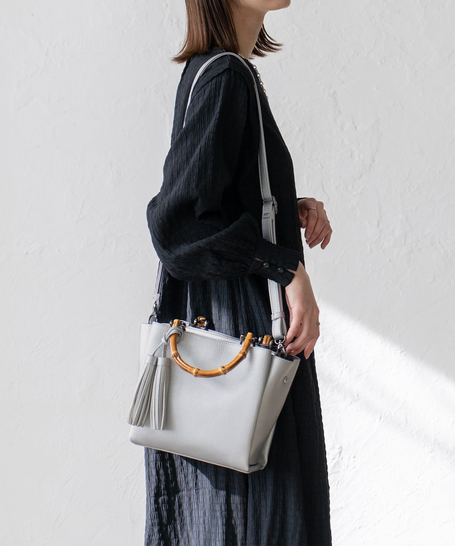 ヴィータフェリーチェ VitaFelice バンブーハンドル2wayミニバッグ (LIGHTBLUE) LIGHTBLUE