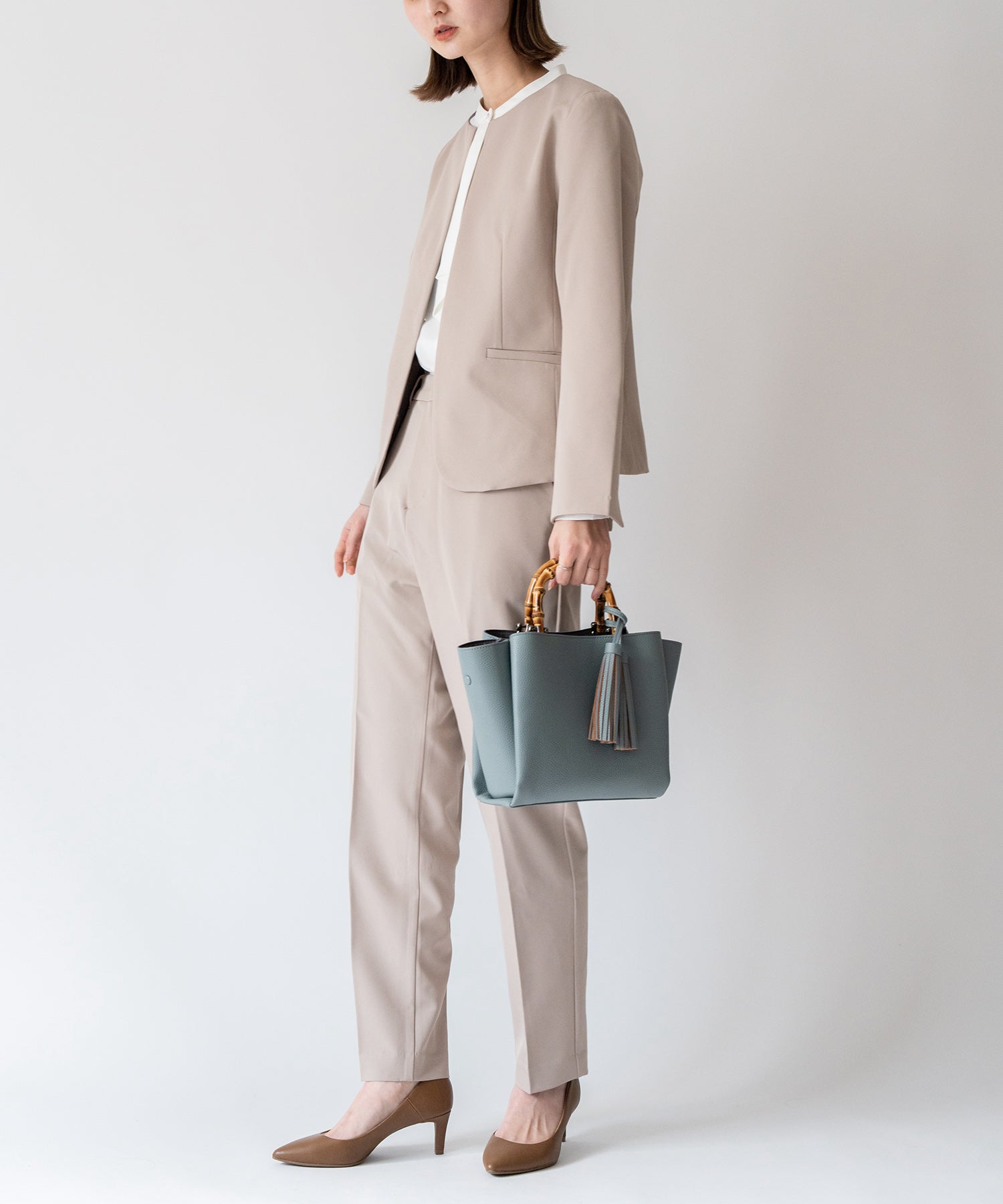 ヴィータフェリーチェ VitaFelice バンブーハンドル2wayミニバッグ (LIGHTBLUE) LIGHTBLUE