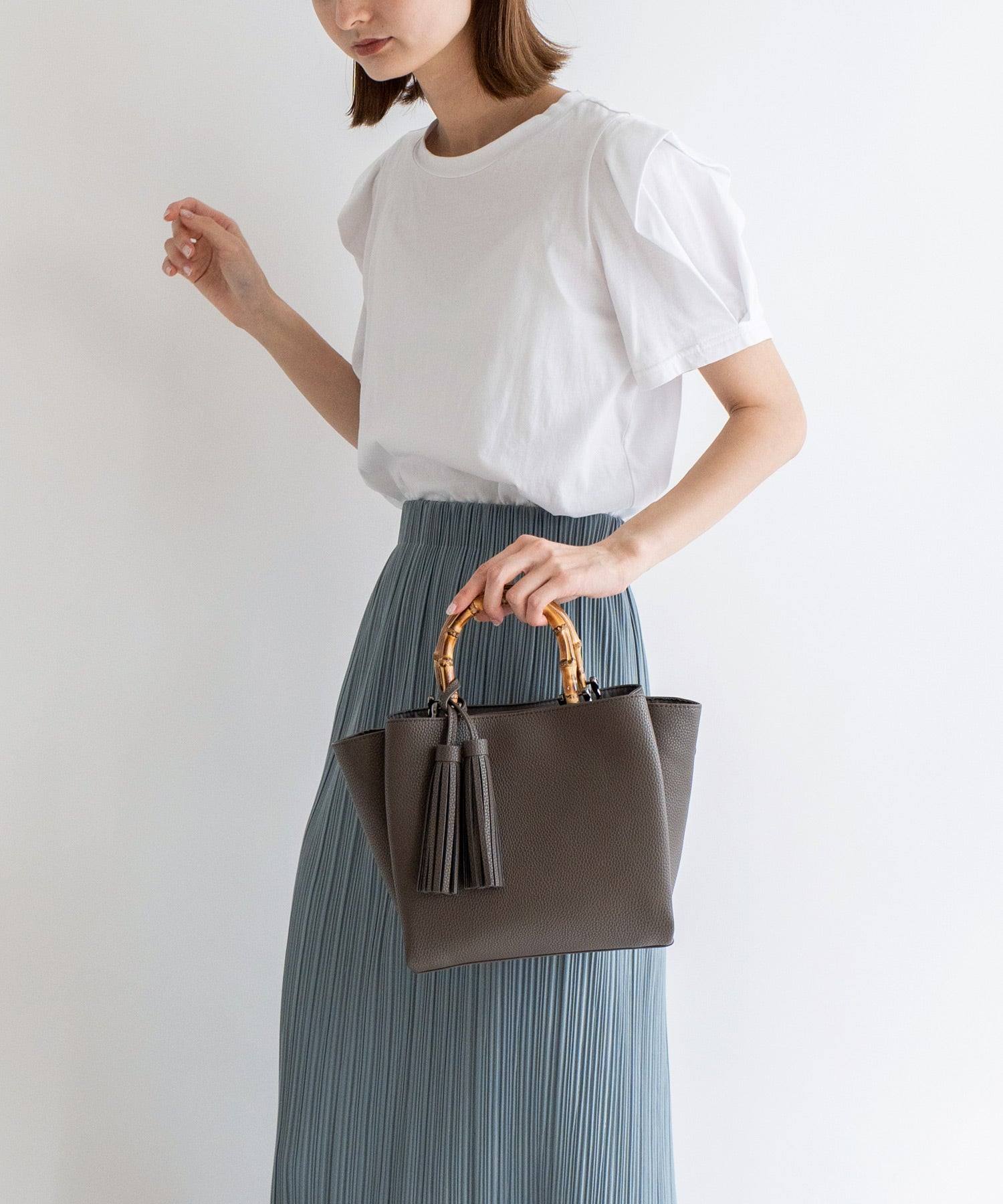 ヴィータフェリーチェ VitaFelice バンブーハンドル2wayミニバッグ (LIGHTBLUE) LIGHTBLUE