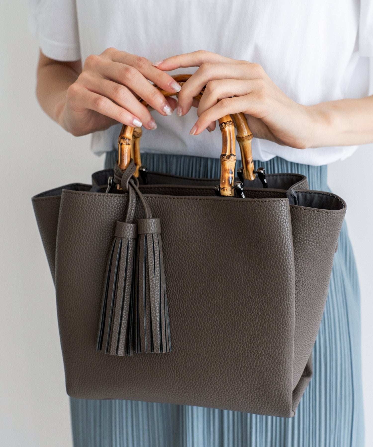 ヴィータフェリーチェ VitaFelice バンブーハンドル2wayミニバッグ (LIGHTBLUE) LIGHTBLUE