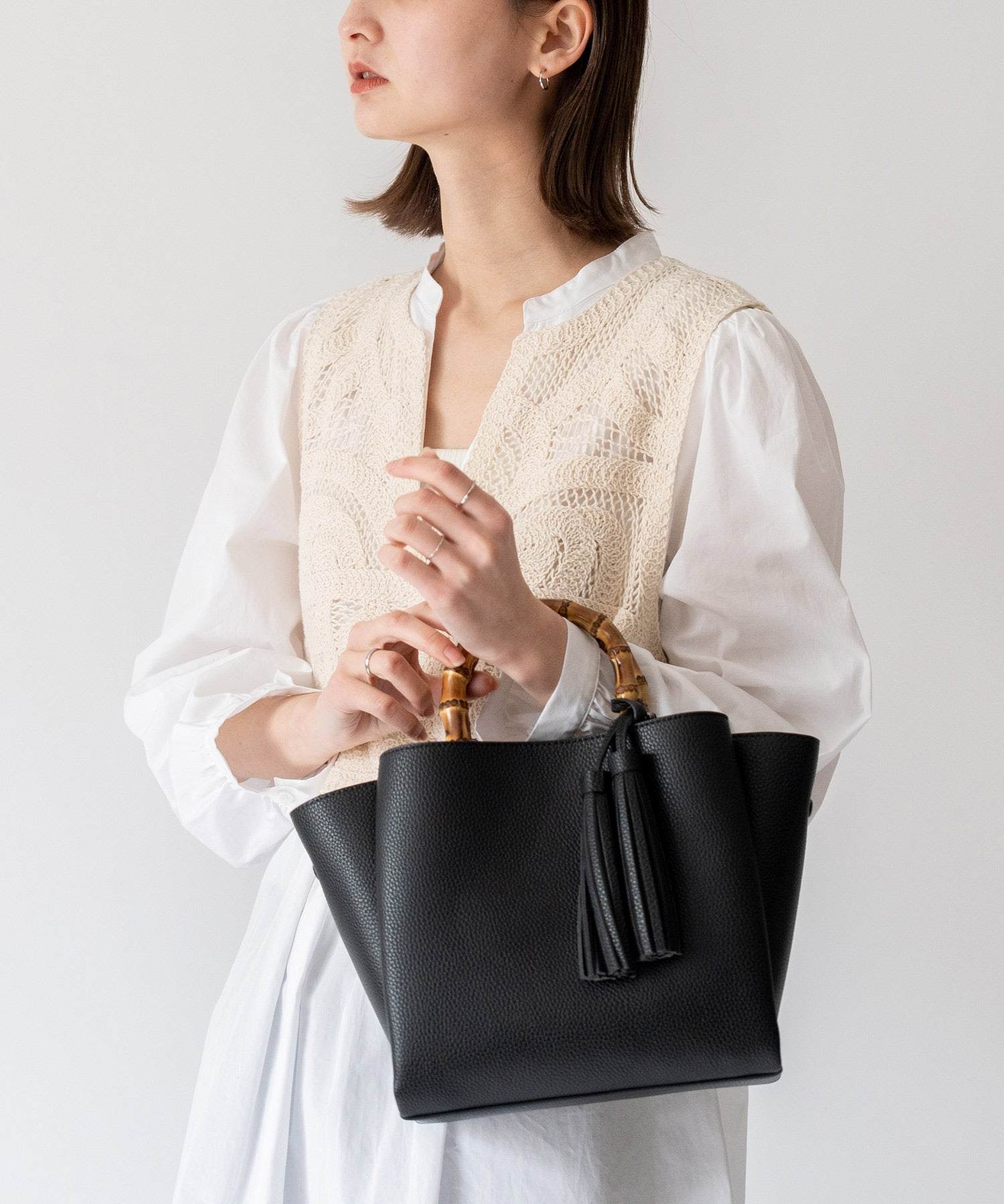 ヴィータフェリーチェ VitaFelice バンブーハンドル2wayミニバッグ (LIGHTBLUE) LIGHTBLUE