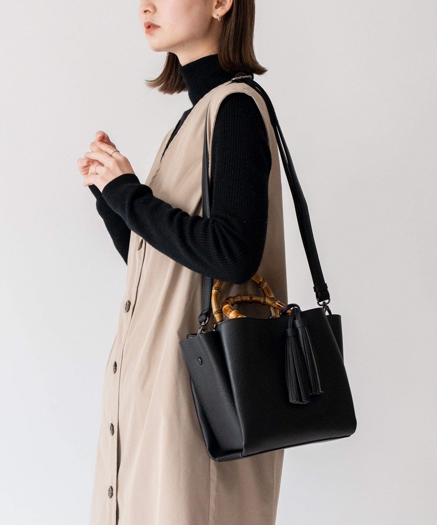 ヴィータフェリーチェ VitaFelice バンブーハンドル2wayミニバッグ (LIGHTBLUE) LIGHTBLUE