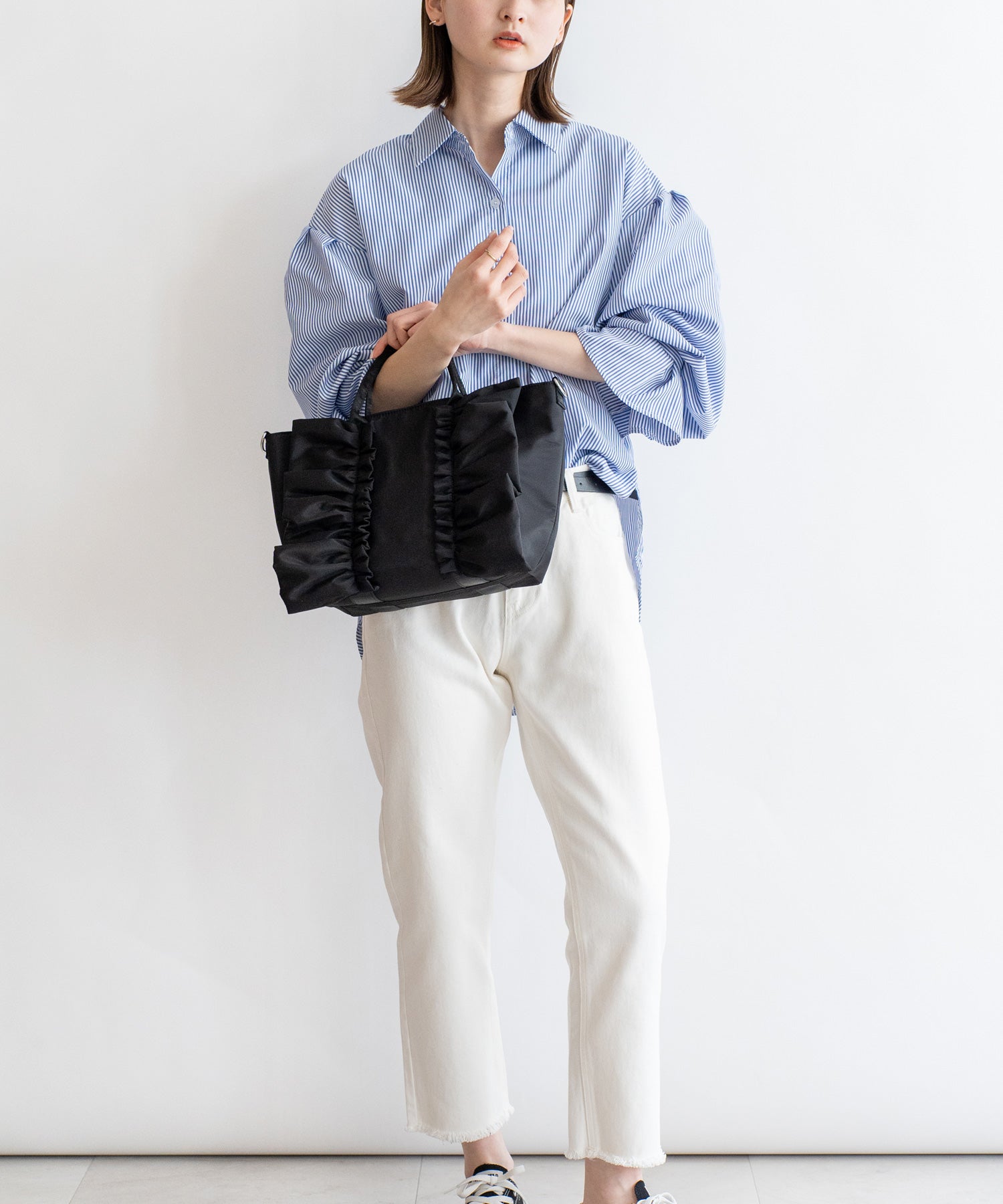 ヴィータフェリーチェ VitaFelice ナイロン2wayフリルトートバッグ