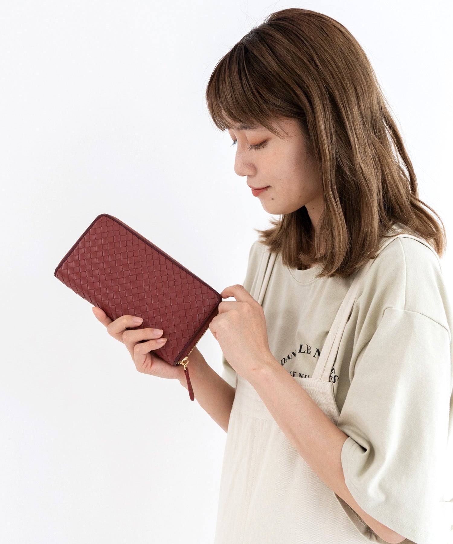 ヴィータフェリーチェ VitaFelice 羊革メッシュラウンドファスナー長財布