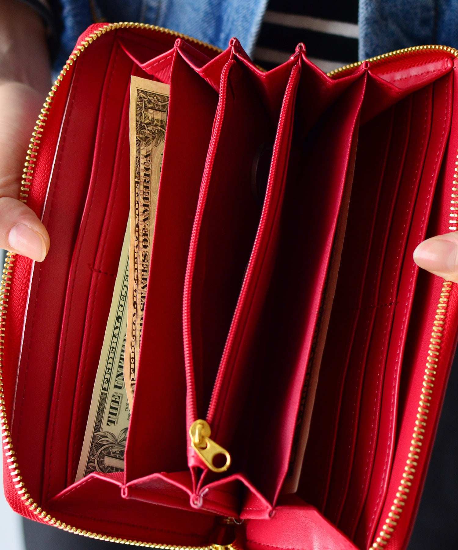 ヴィータフェリーチェ VitaFelice 羊革メッシュラウンドファスナー長財布