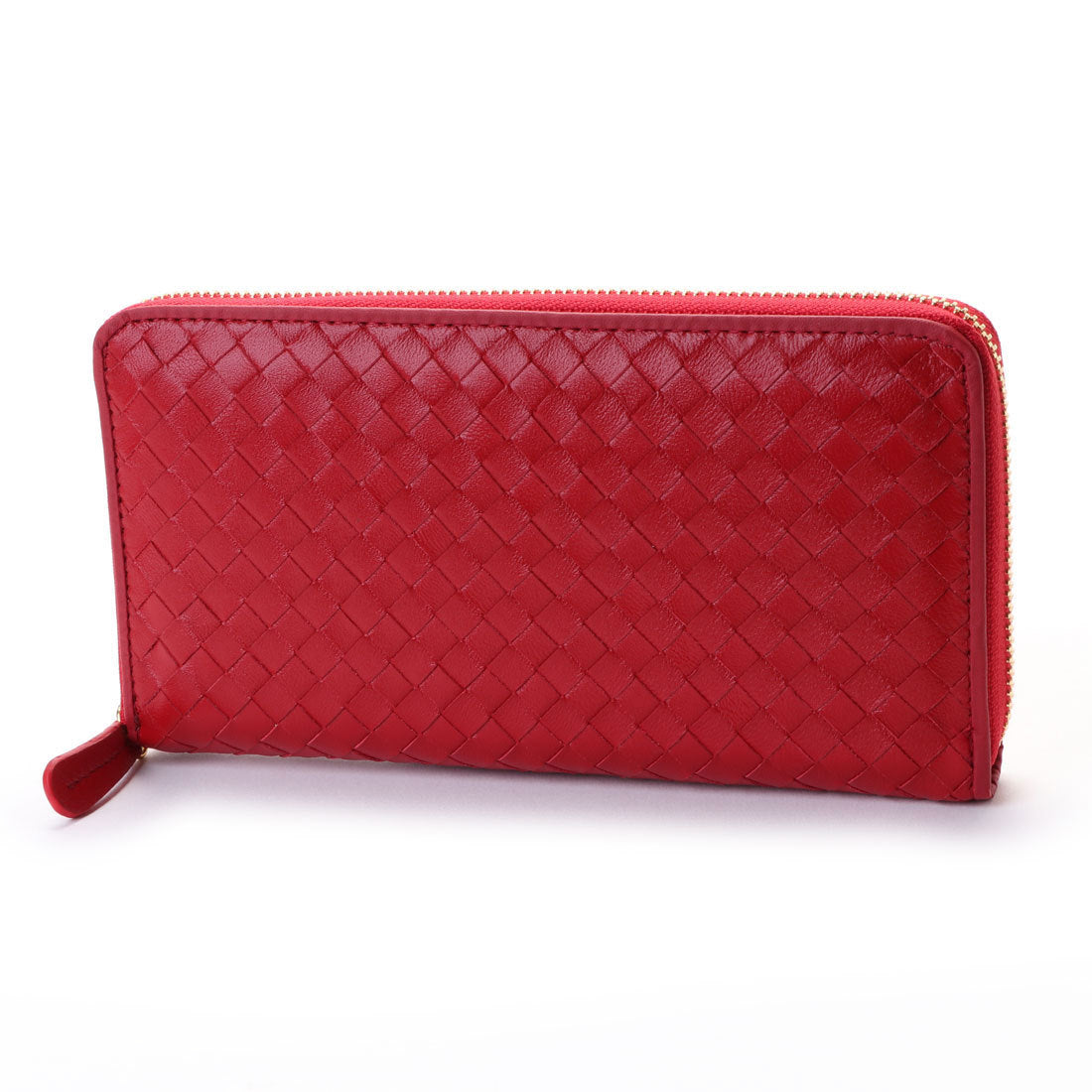 ヴィータフェリーチェ VitaFelice 羊革メッシュラウンドファスナー長財布,レッド