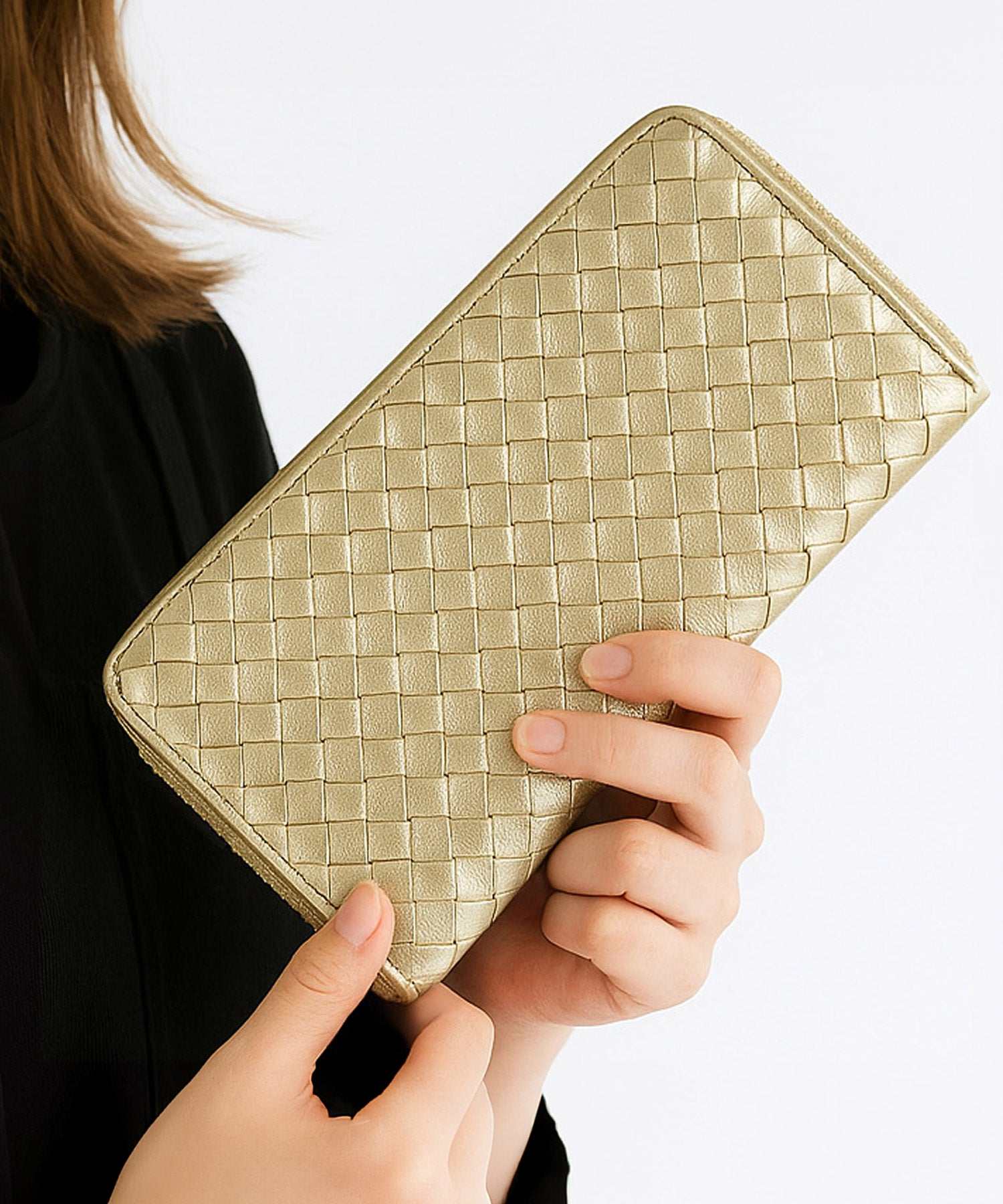 ヴィータフェリーチェ VitaFelice 羊革メッシュラウンドファスナー長財布 (CGOLD) CGOLD