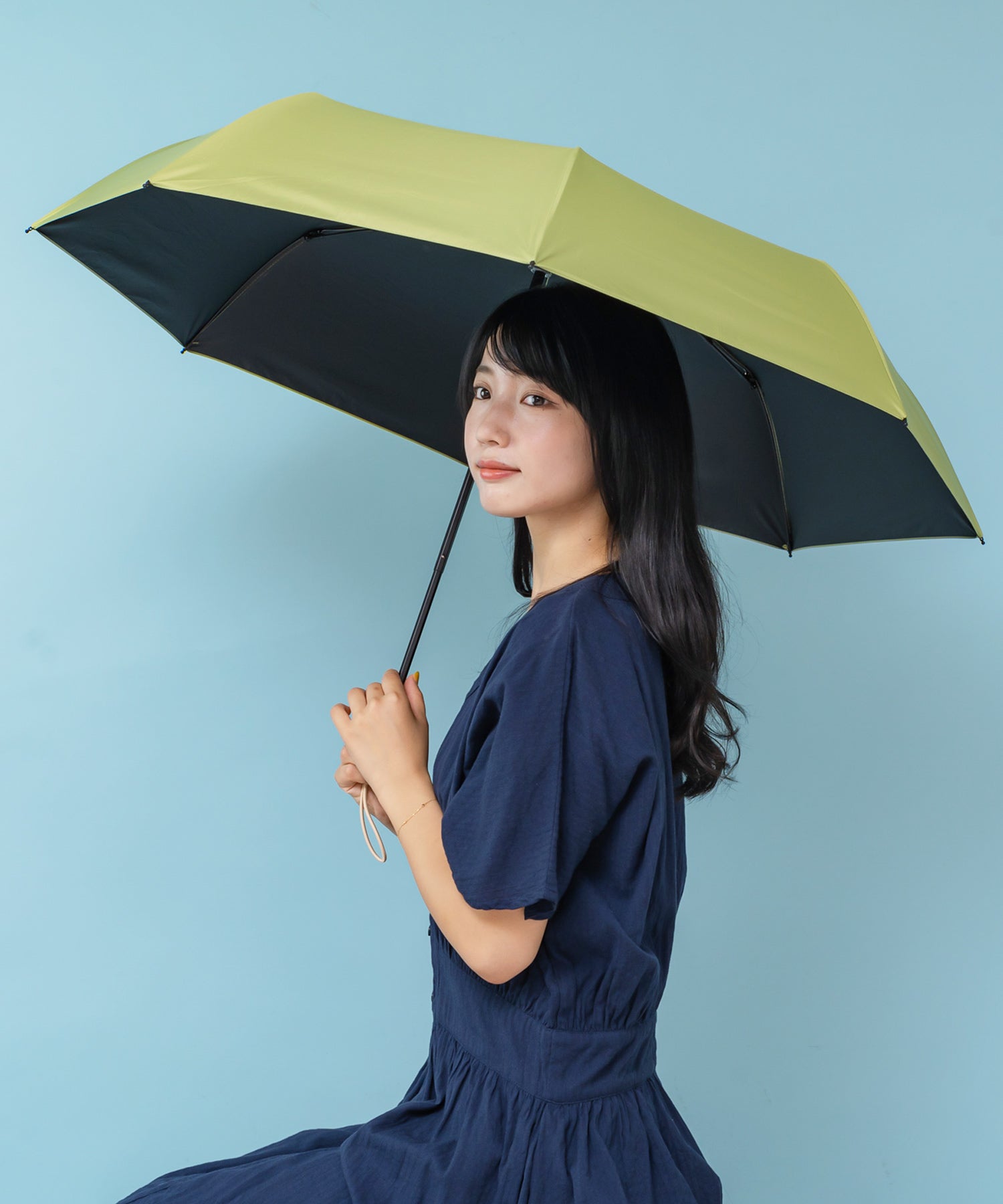 ヴィータフェリーチェ VitaFelice 《晴雨兼用日傘》折りたたみ 完全遮光 55cm 遮光率100%・UV遮蔽率99.9%以上 軽い310g 梅雨 紫外線対策 マスク日焼け対策 (LIME) LIME