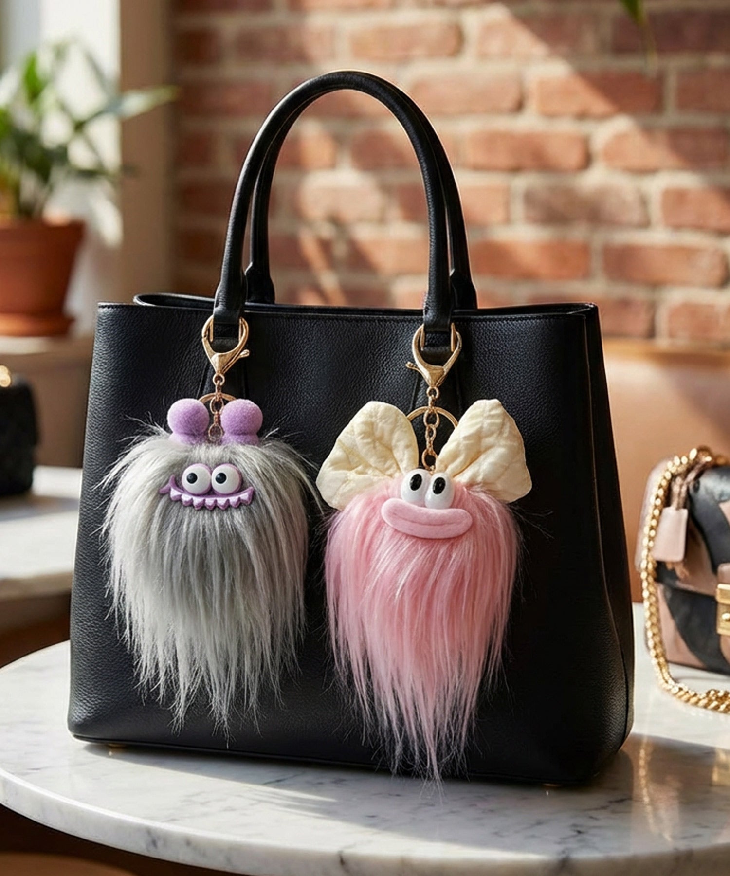 ヴィータフェリーチェ VitaFelice ロングヘアーモンスターバッグチャーム(ゴールド金具 バッグチャーム) (BLUE) BLUE