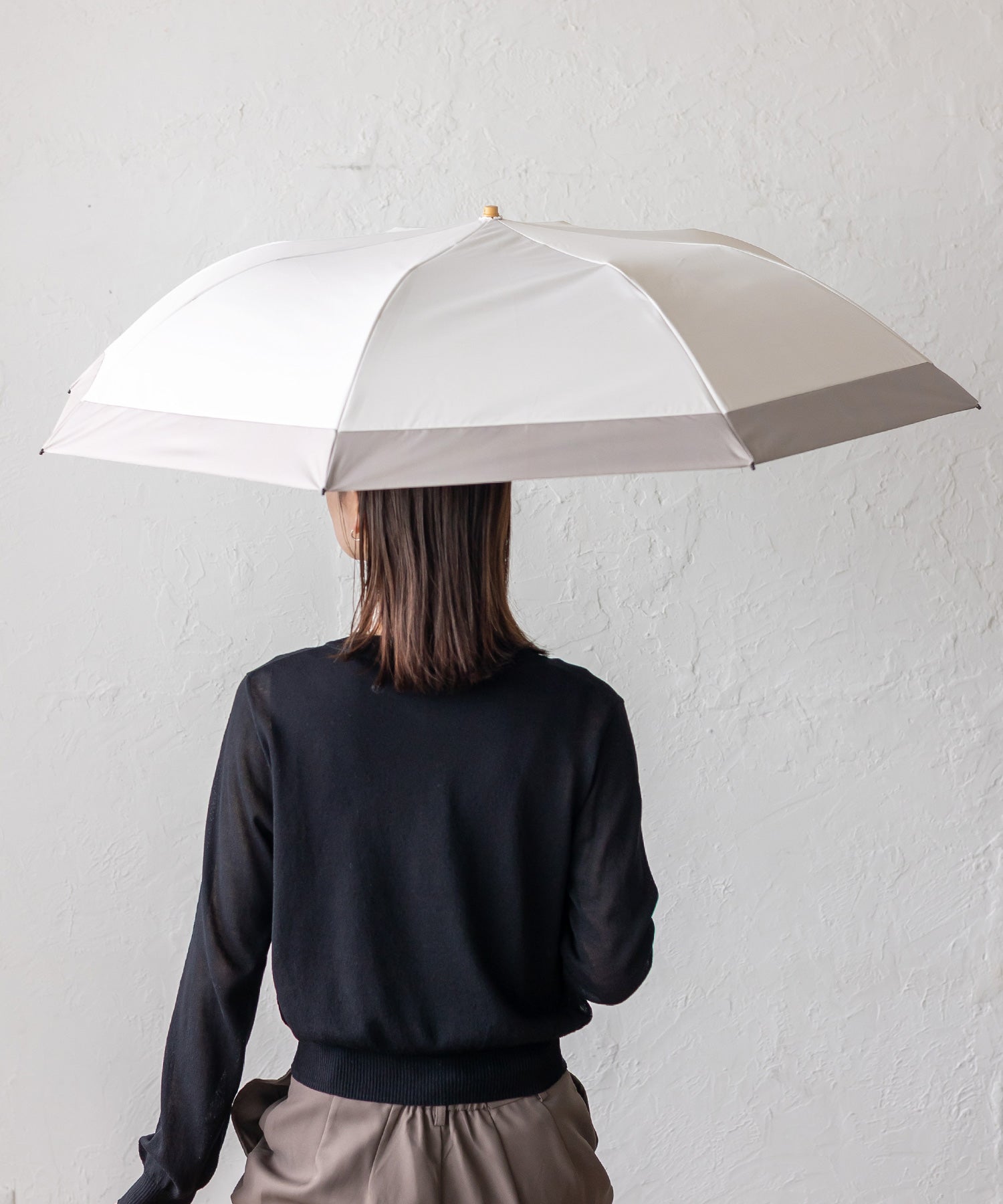 ヴィータフェリーチェ VitaFelice 2段折りショート傘 雨傘 日傘(晴雨兼用/親骨55cm) (CBOWGRAYBEIGE) CBOWGRAYBEIGE