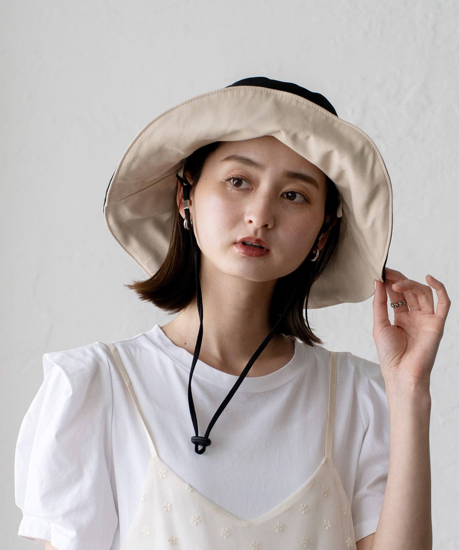 ヴィータフェリーチェ VitaFelice 【リバーシブル】つば広帽子 マスク焼け防止 UV対策 レディース つば広ハット キャペリンハット コットンハット