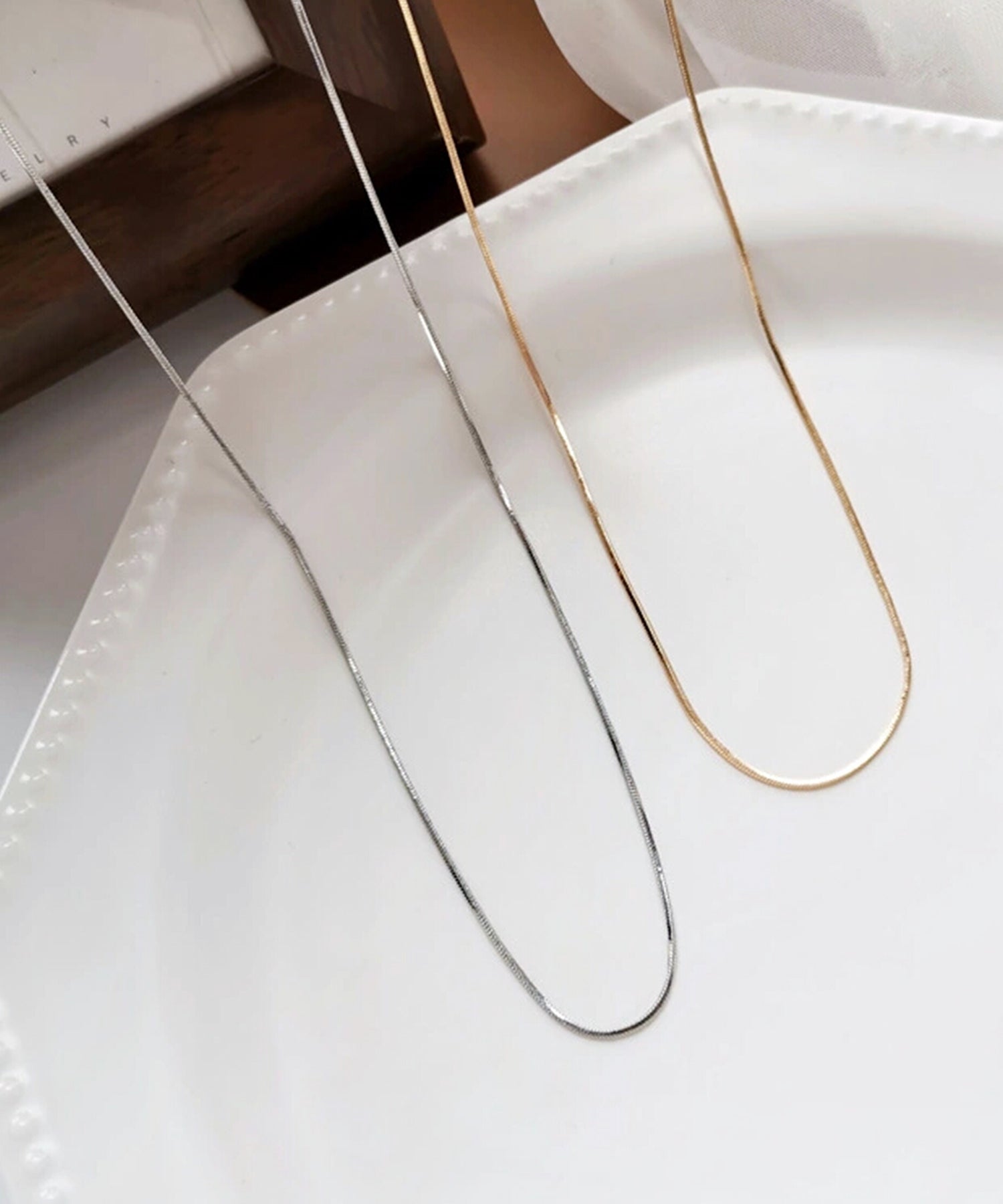 ヴィータフェリーチェ VitaFelice チェーンネックレス スネークチェーンゴールド シルバーネックレス