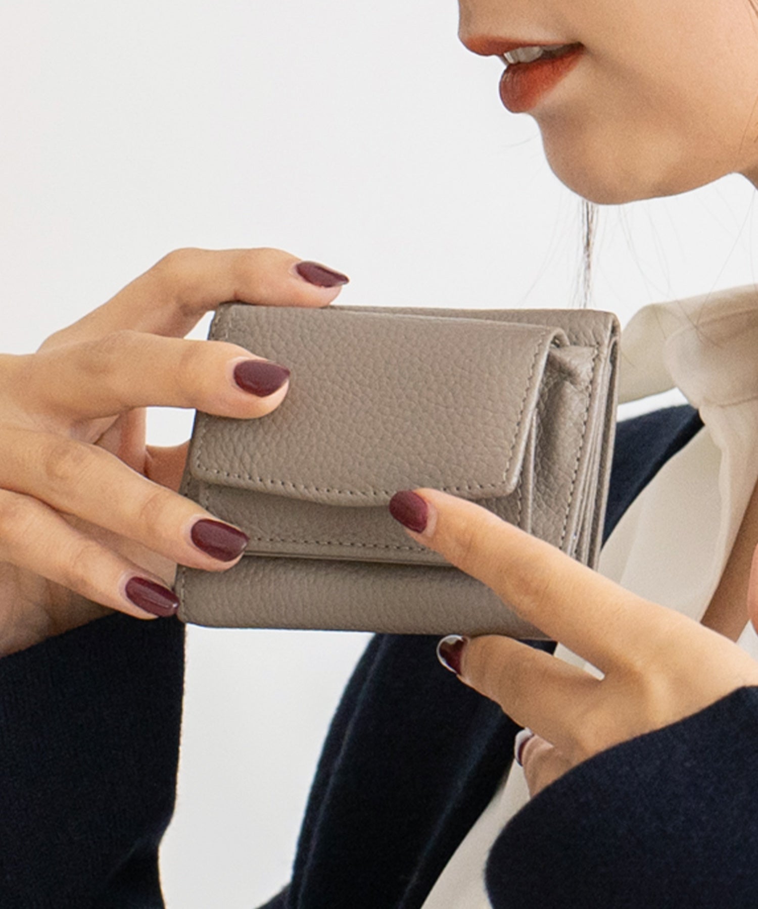 ヴィータフェリーチェ VitaFelice 【スキミング防止】本革スクエアミニウォレット,GRAYBEIGE