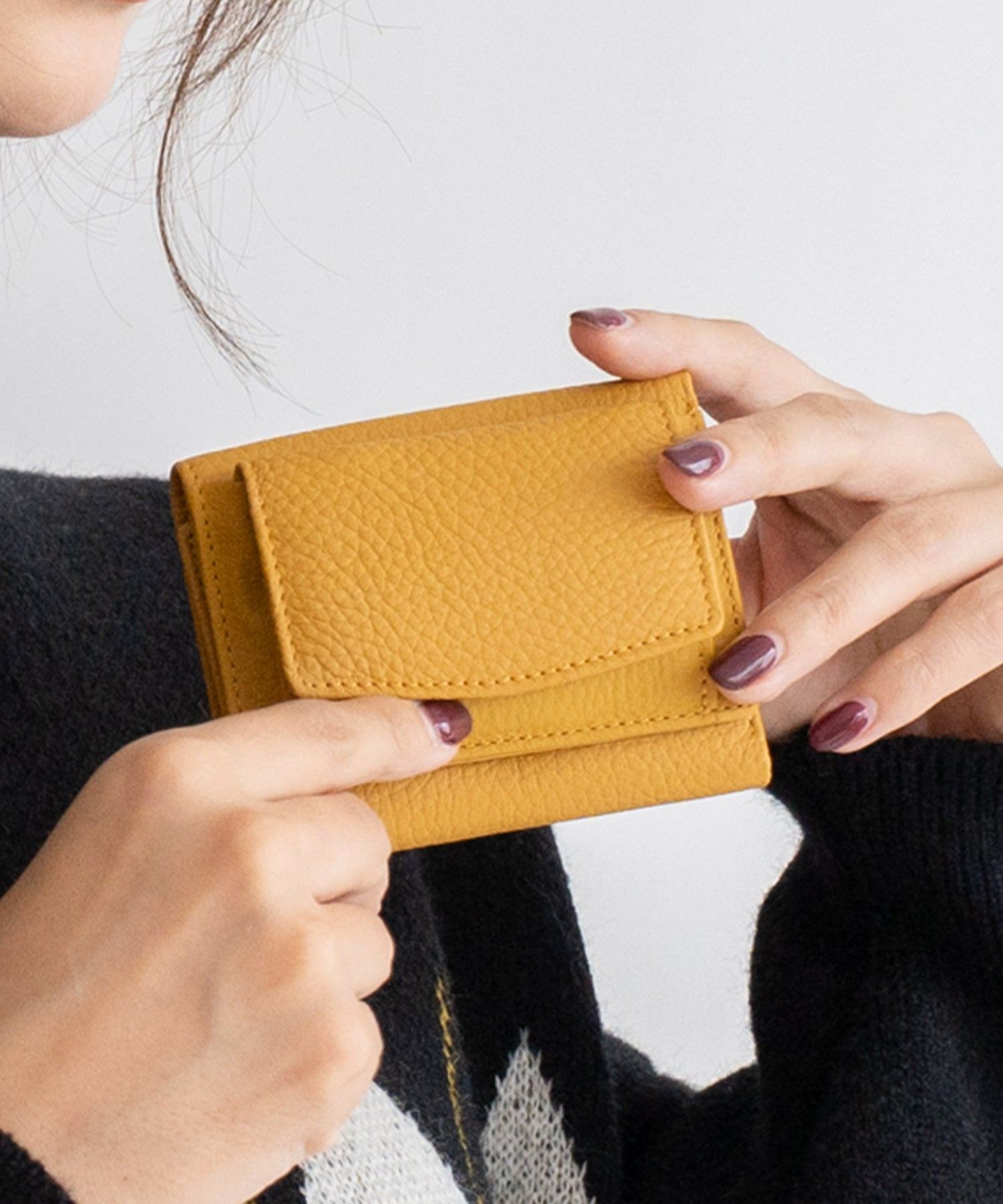 ヴィータフェリーチェ VitaFelice 【スキミング防止】本革スクエアミニウォレット,YELLOW