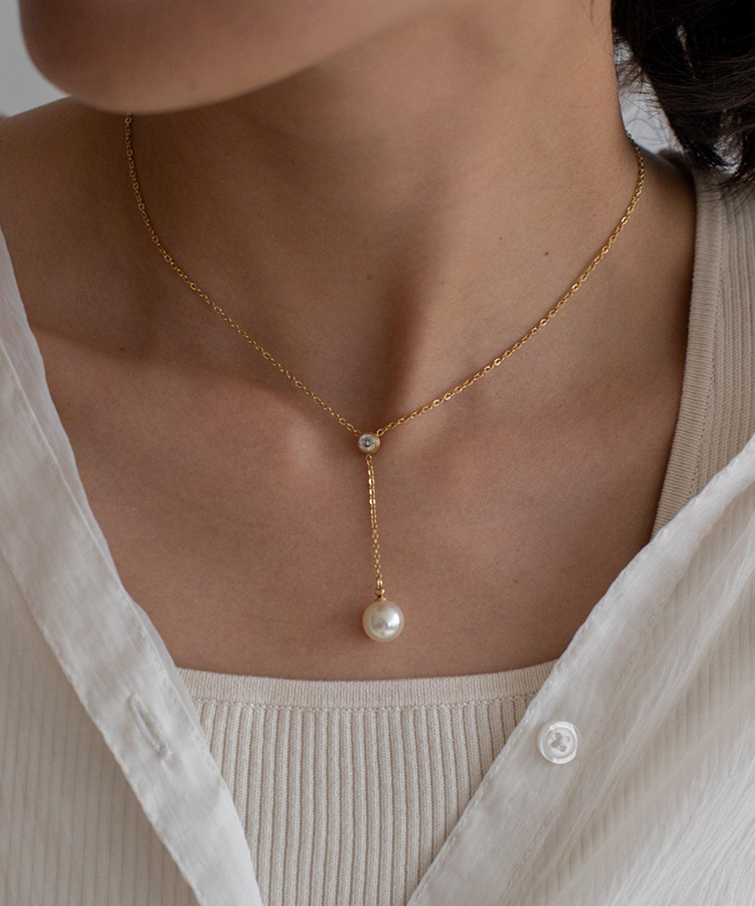 ヴィータフェリーチェ VitaFelice パールY字ネックレス,GOLD