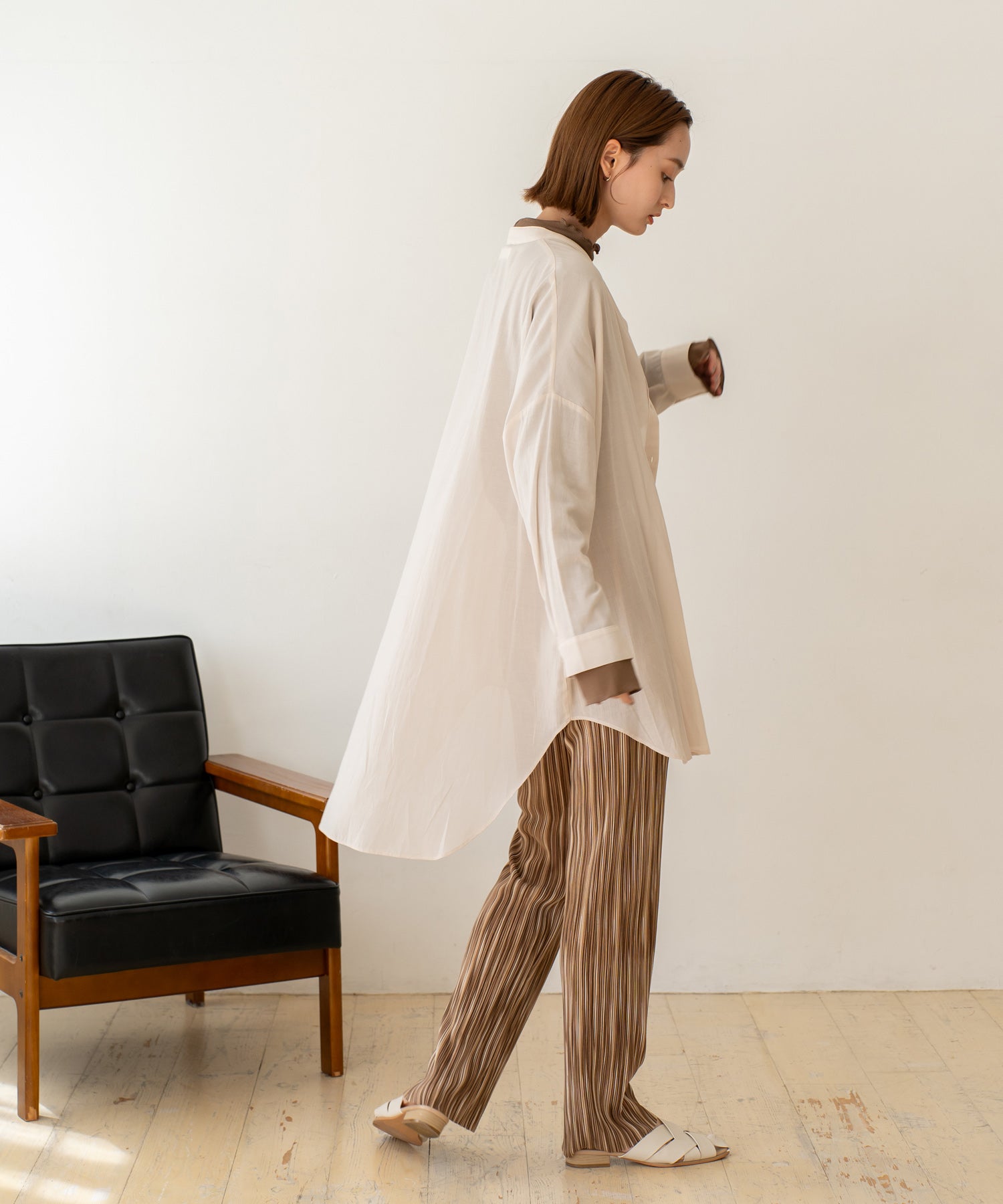 VitaFelice VitaFelice patterned pleated fabric pants for women, stretch, straight, ethnic, all-over pattern, stripe, I silhouette, slim look, loungewear, ribbed, loose, relaxed, body type