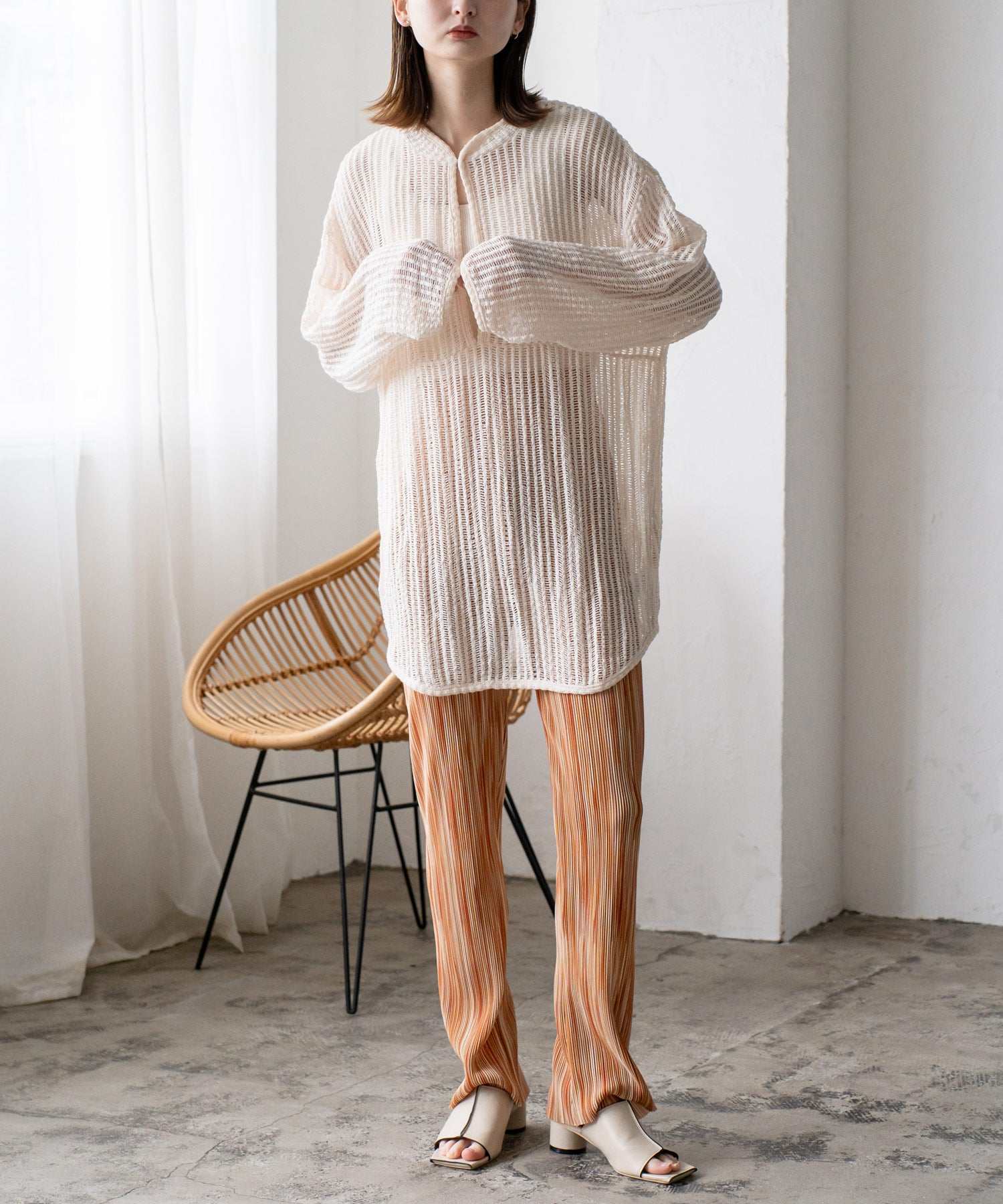 VitaFelice VitaFelice patterned pleated fabric pants for women, stretch, straight, ethnic, all-over pattern, stripe, I silhouette, slim look, loungewear, ribbed, loose, relaxed, body type