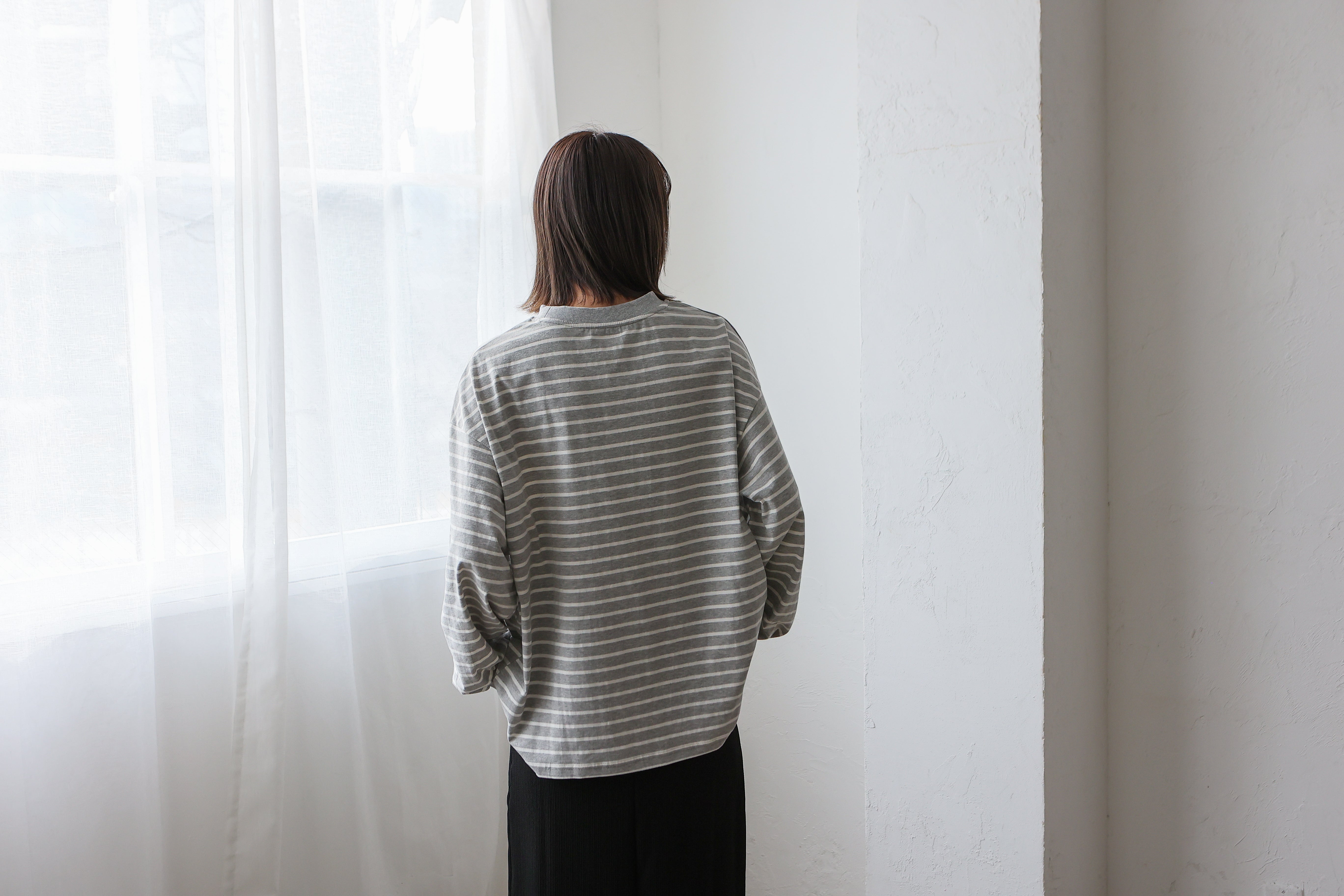 ヴィータフェリーチェ VitaFelice ボーダー長袖ロンT (GRAY) GRAY