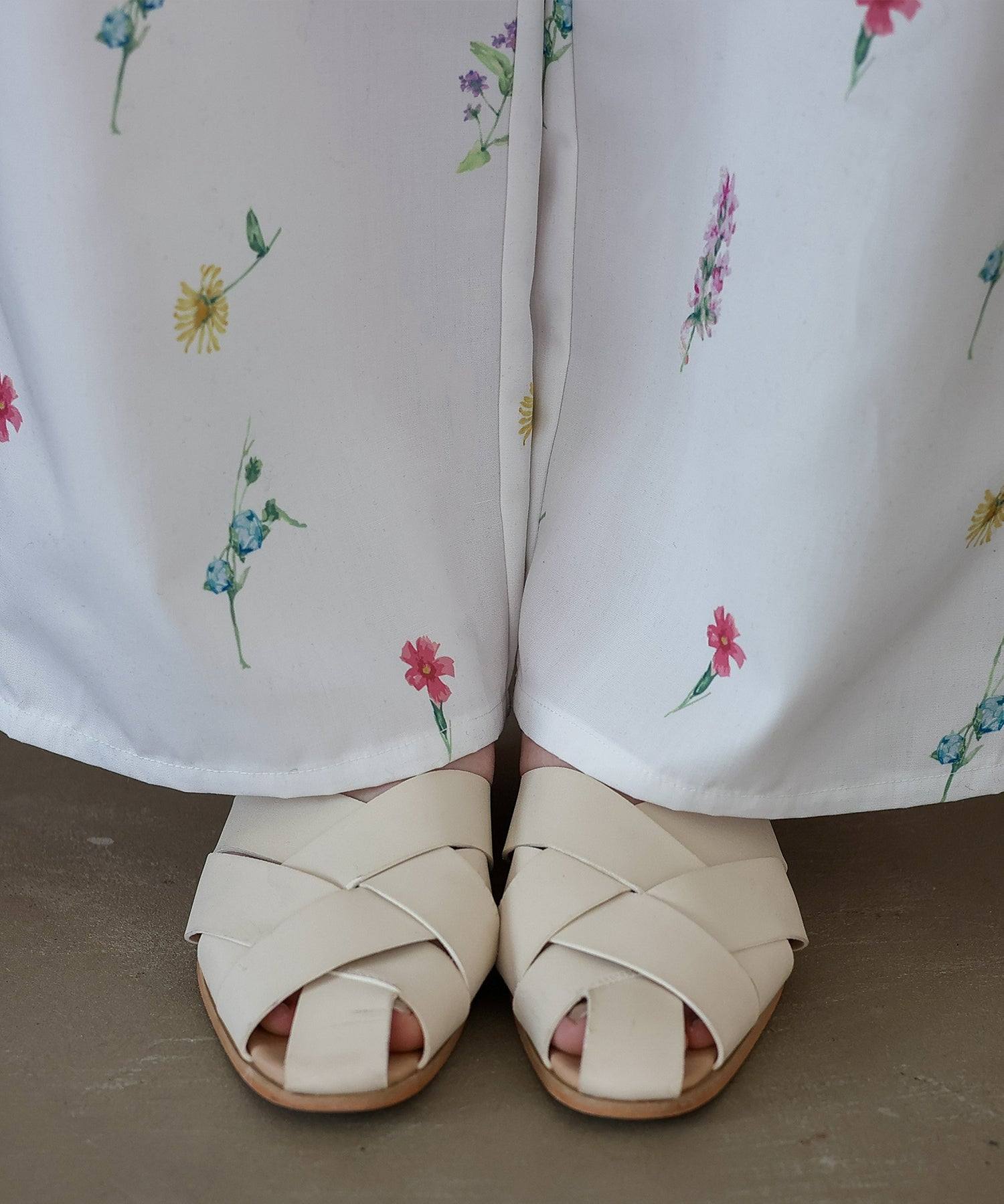 ヴィータフェリーチェ VitaFelice フラワープリント 花柄 フルレングス パンツ (NAVY) NAVY