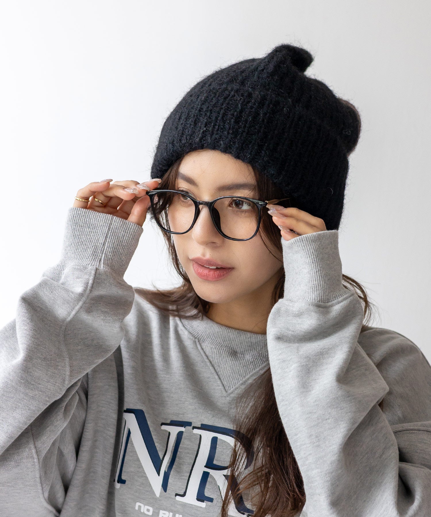 ヴィータフェリーチェ VitaFelice バイカラーケーブル編みニット帽 (BLACK) BLACK