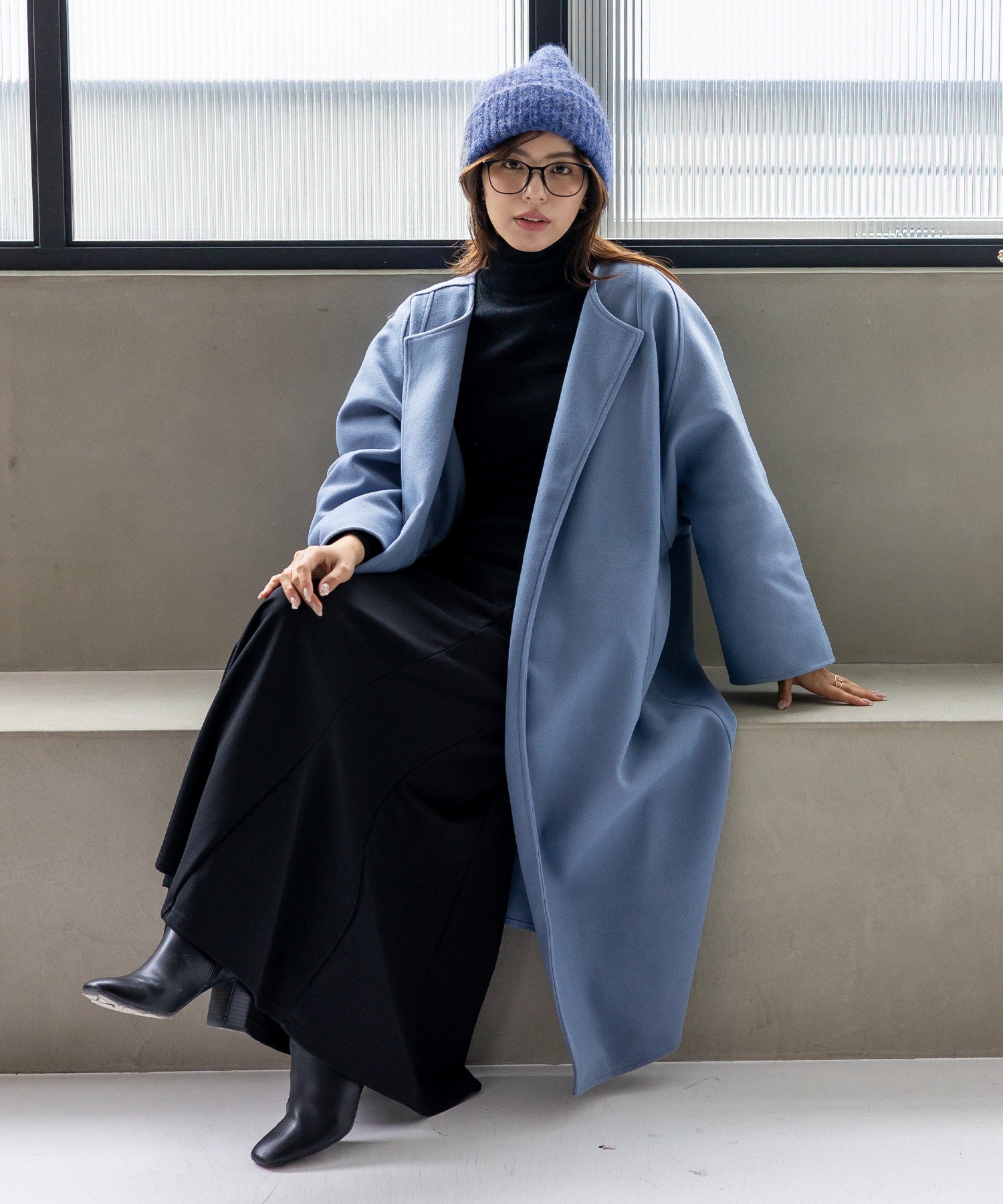 ヴィータフェリーチェ VitaFelice バイカラーケーブル編みニット帽 (BLACK) BLACK