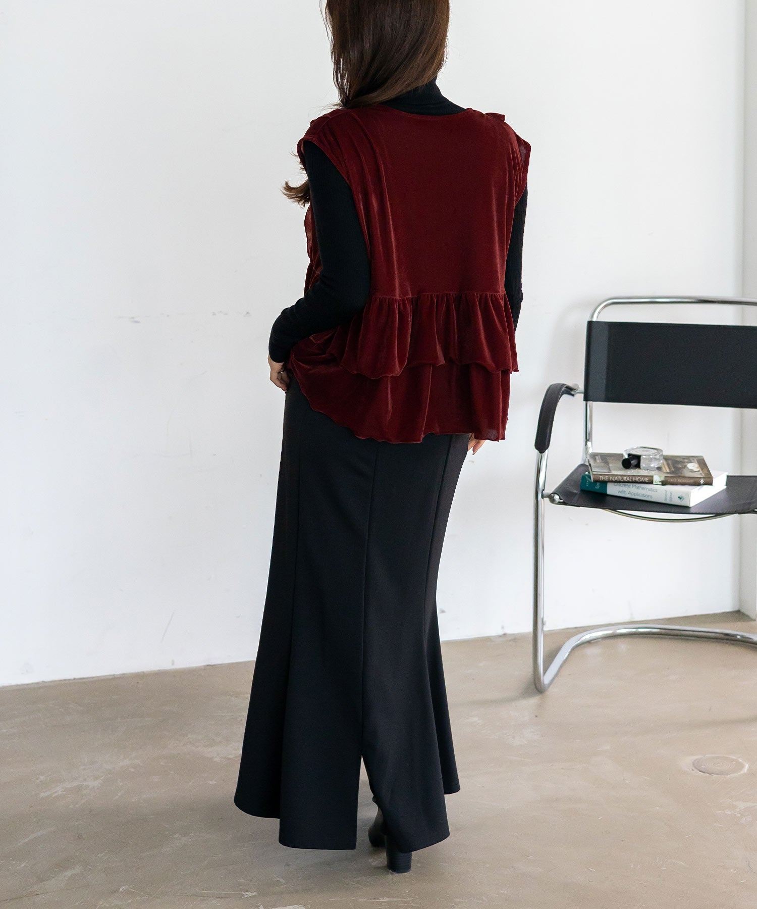 ヴィータフェリーチェ VitaFelice ベロアフリルティアードベスト (BORDEAUX) BORDEAUX