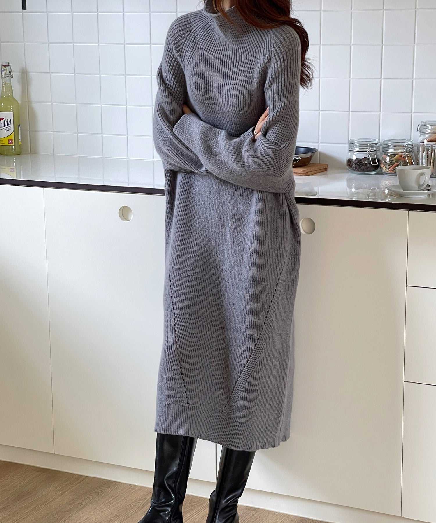 rib knit off shoulder maxi dress Ribbed-Knit Off-Shoulder Maxi Dress in Taupe - XXL main image 0