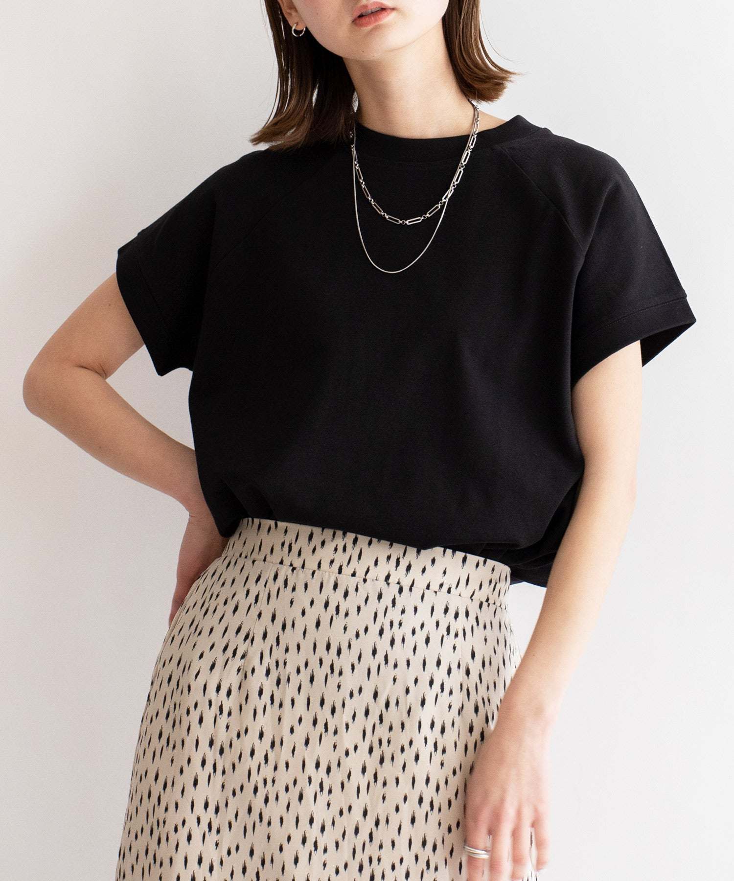 ヴィータフェリーチェ VitaFelice コットンクルーネックTシャツ,BLACK