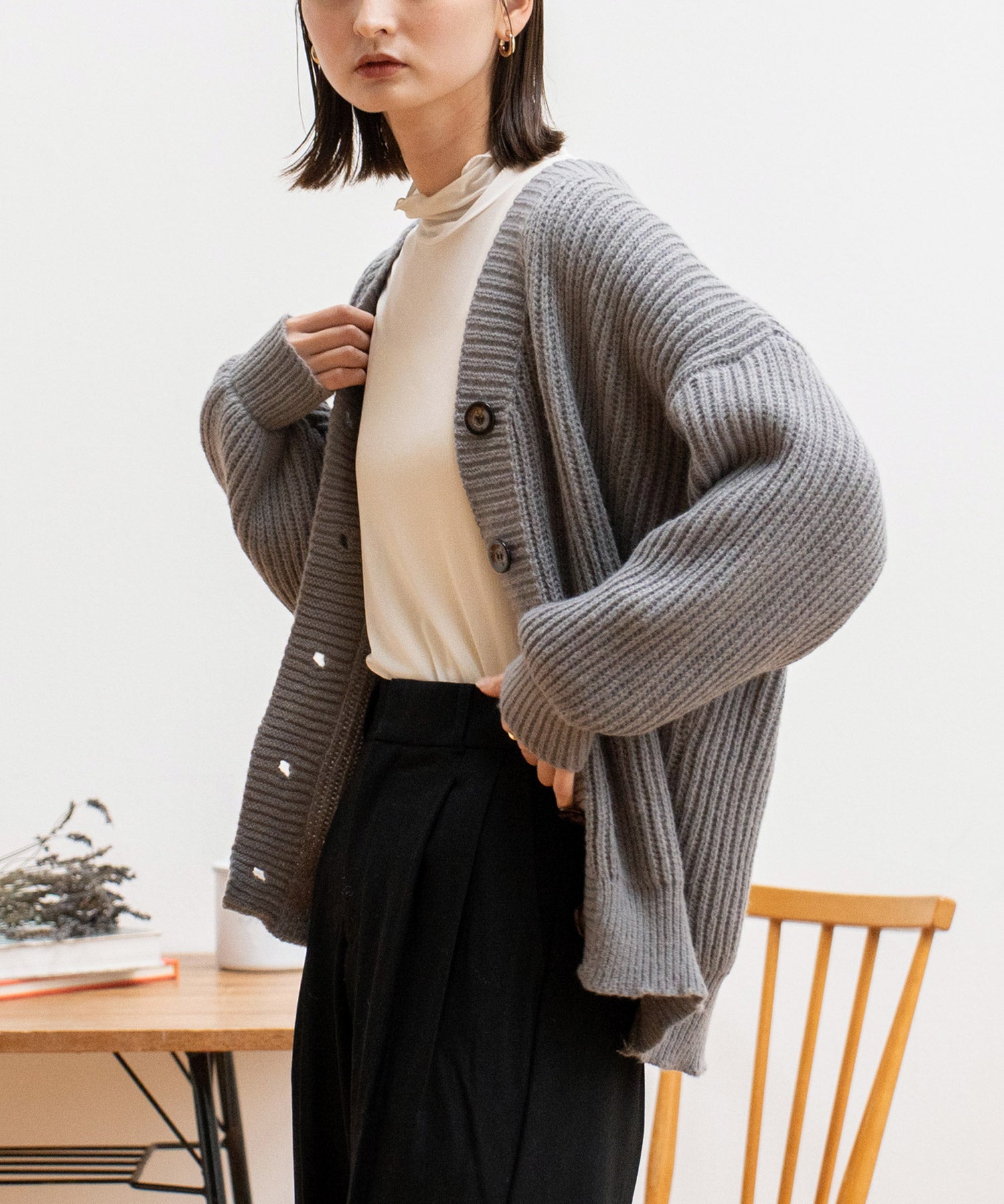 ヴィータフェリーチェ VitaFelice ゆったり ロング ニット カーディガン【長袖】 (GRAY) GRAY