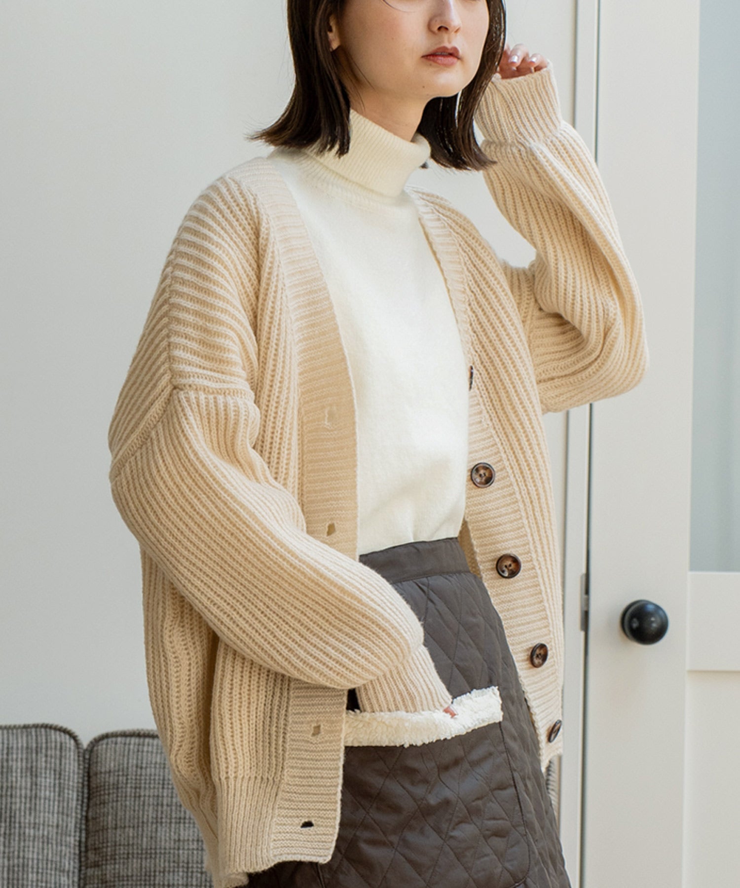 ヴィータフェリーチェ VitaFelice ゆったり ロング ニット カーディガン【長袖】 (GRAY) GRAY