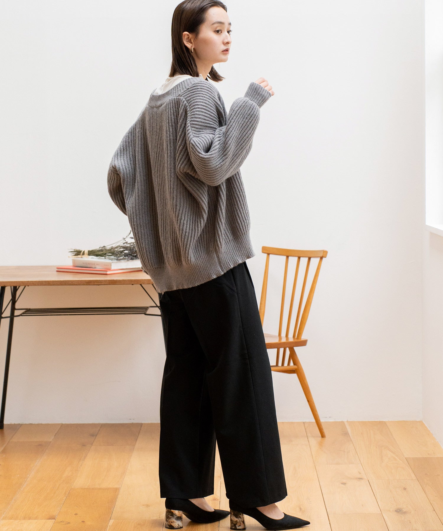 ヴィータフェリーチェ VitaFelice ゆったり ロング ニット カーディガン【長袖】 (GRAY) GRAY