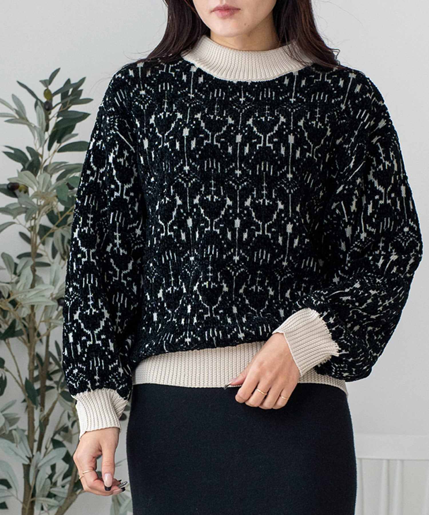 ヴィータフェリーチェ VitaFelice モールニット プルオーバー,BLACK