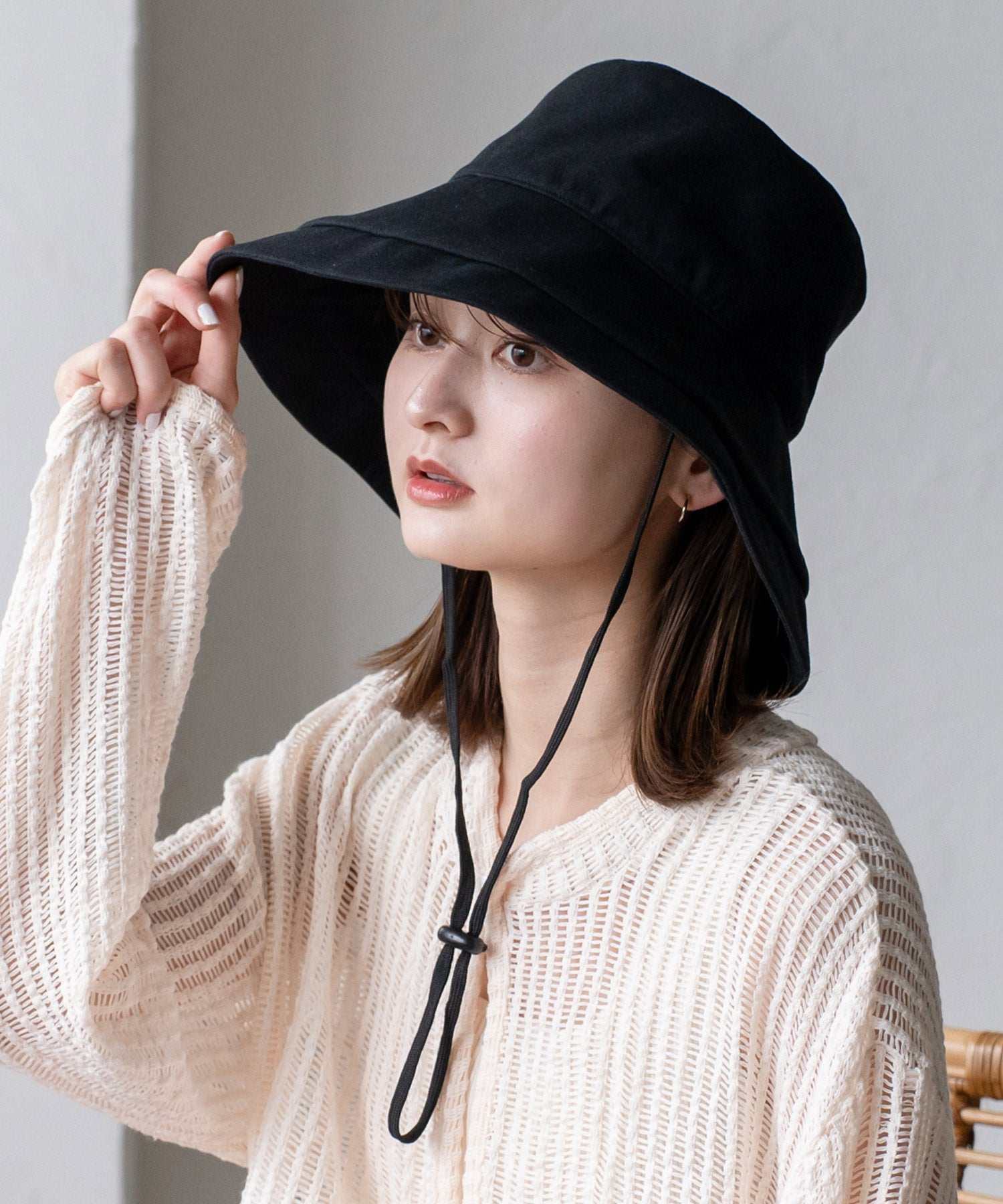 ヴィータフェリーチェ VitaFelice 接触冷感キャペリンハット,NBLACK