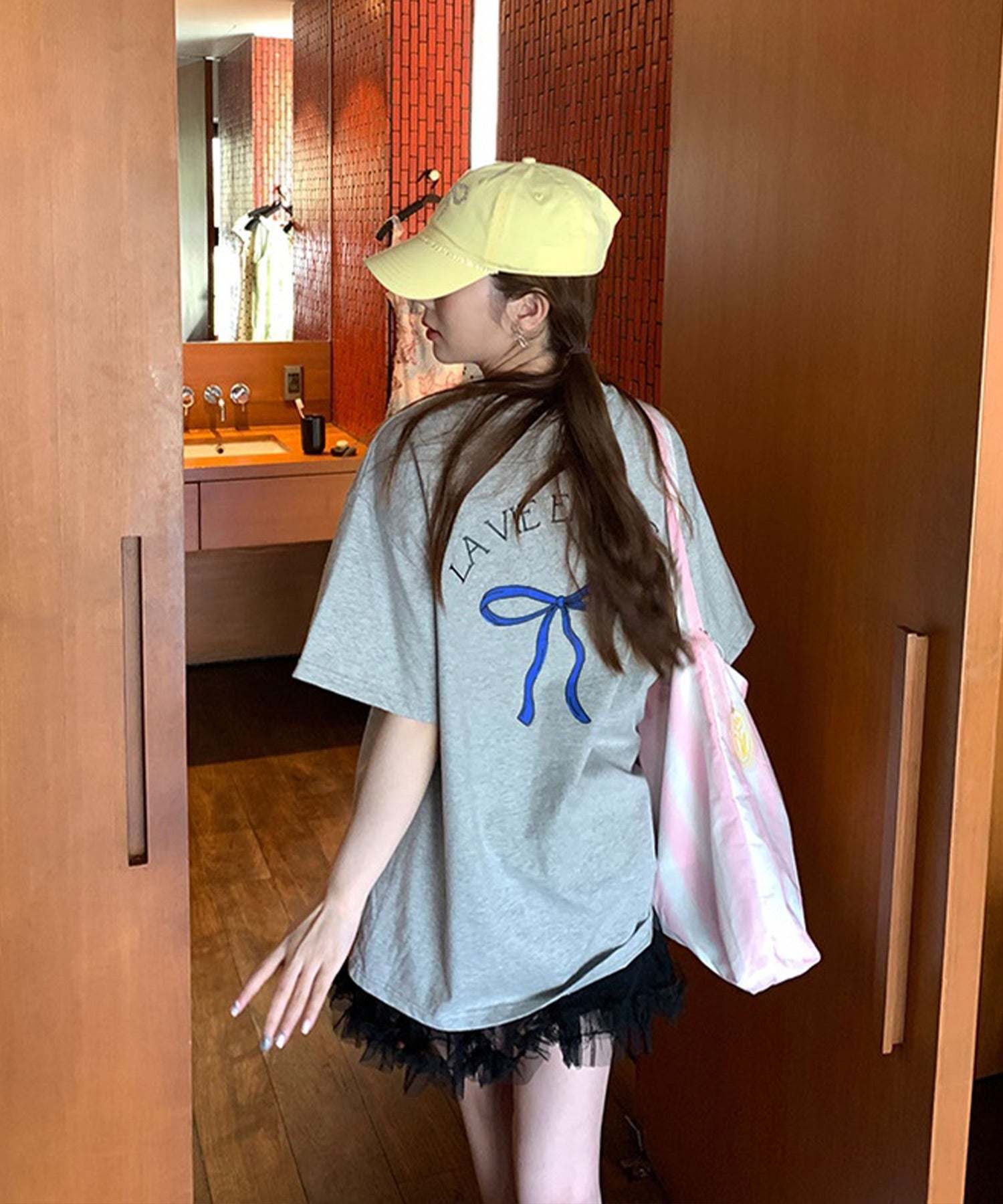 ヴィータフェリーチェ VitaFelice リボンデザイン 半袖Tシャツ (WHITE) WHITE