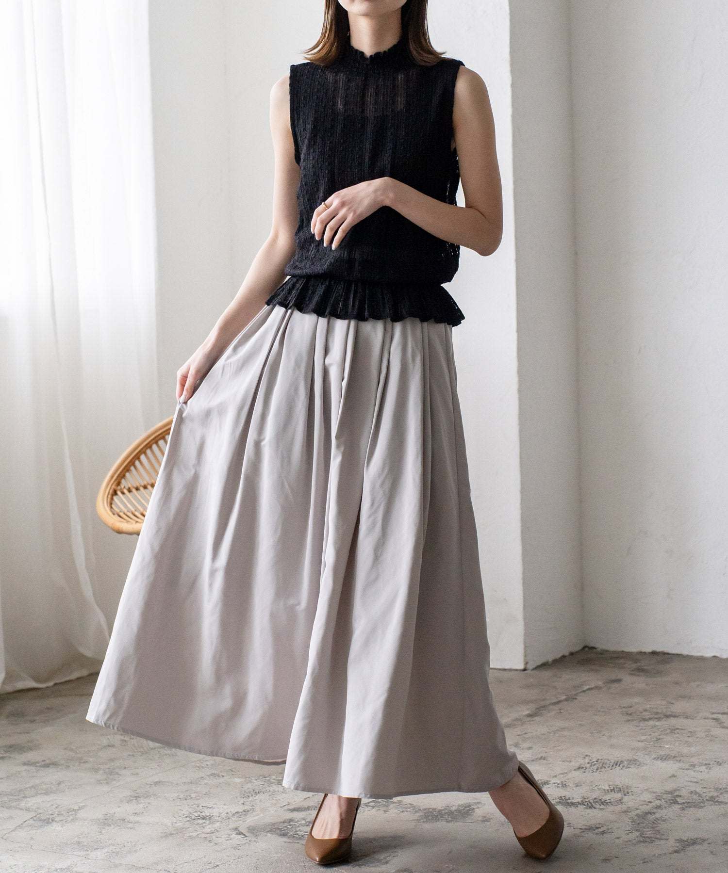 ヴィータフェリーチェ VitaFelice タックギャザーボリュームスカート