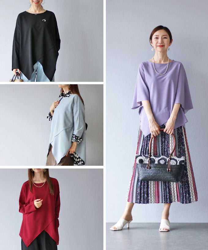 ヴィオ Vieo 「普通Tシャツ」から抜け出せる脱マンネリ変形ロングTシャツ (グレー) グレー