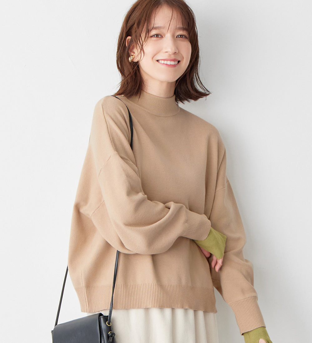 ヴィオラ エ ヴィオラ Viola e Viola 洗えるもちもちレイヤード風ドルマンニット,グレージュ系