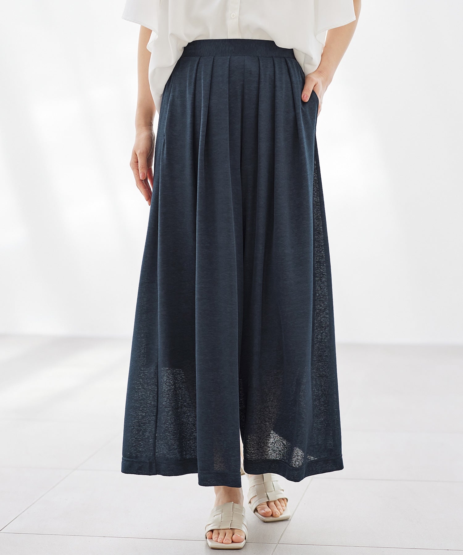 【接触冷感】裏地ひんやりパンツ<レギュラー丈>