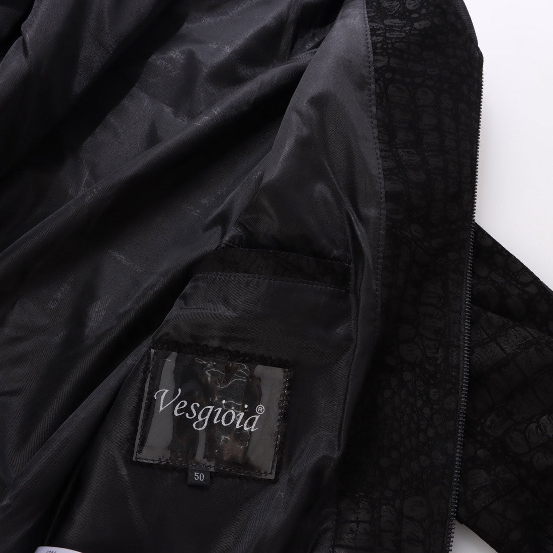 ベスジョーヤ VESGIOIA メンズラムレザージャケット クロコ柄 (ブラック) ブラック