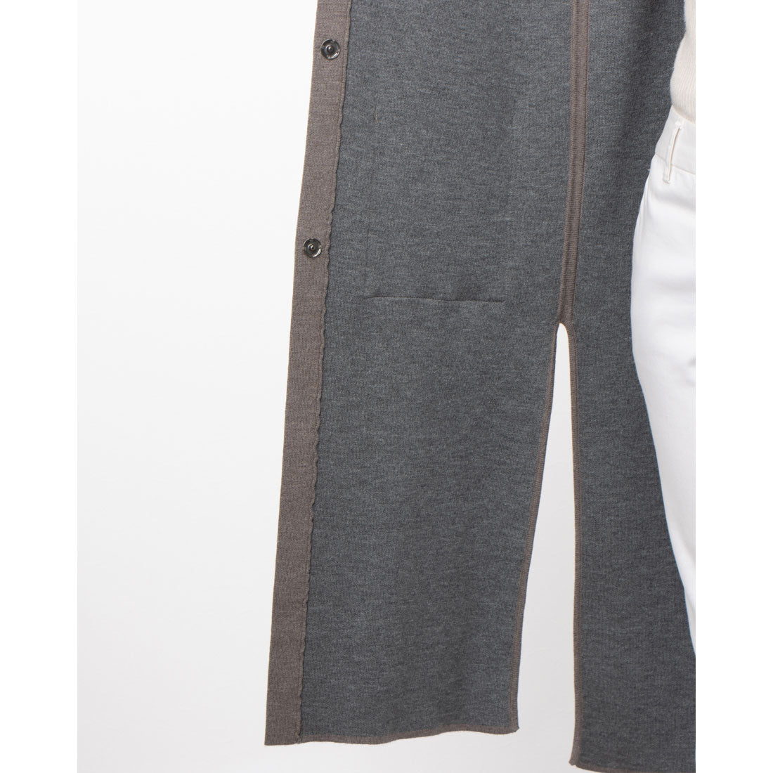 ベスジョーヤ VESGIOIA ニットFOXフード付ロングベスト