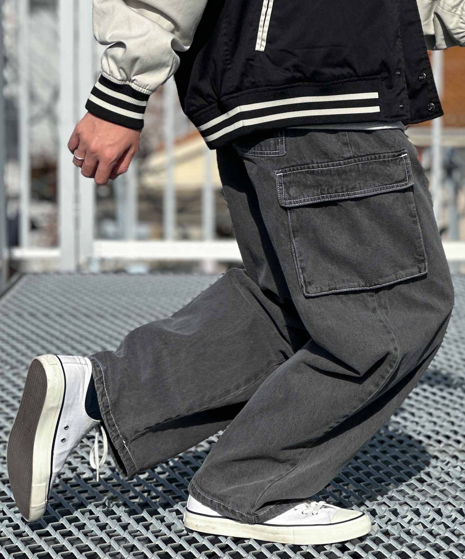 ヴィジョン ストリート ウェア VISION STREET WEAR カラーデニムカーゴパンツ (チャコール) チャコール