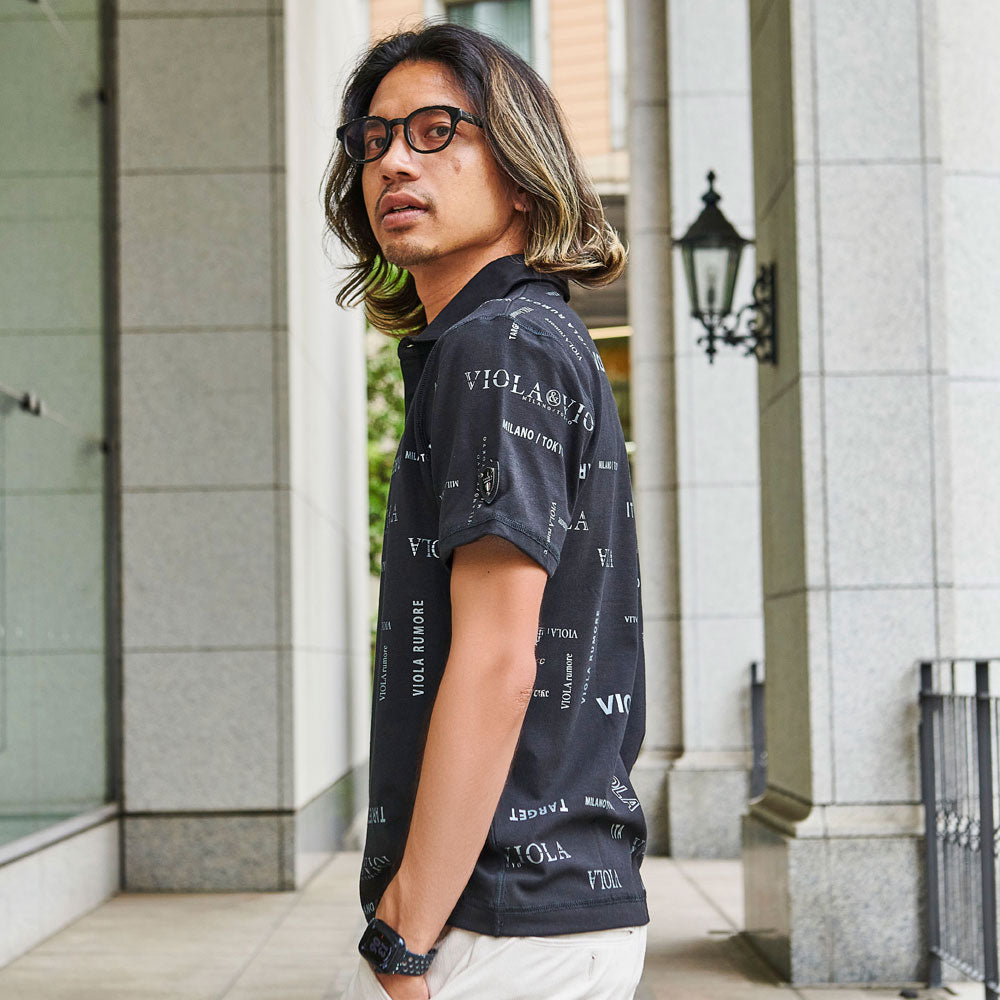 ヴィオラ VIOLA VIOLA 総柄半袖ポロ (3-3(BLACK/ブラック)) 3-3(BLACK/ブラック)