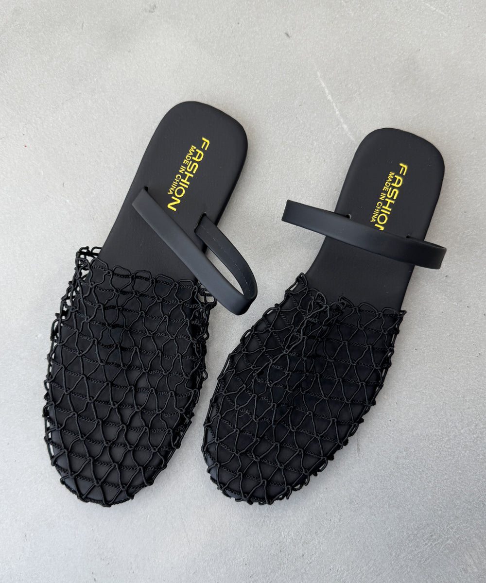 ビビッドレディ VIVIDLADY メッシュフラットサンダル (ブラック) ブラック