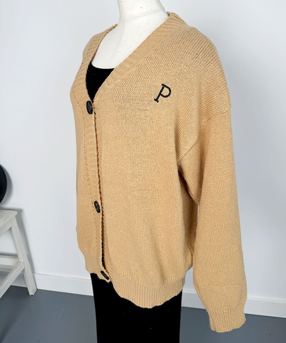 ビビッドレディ VIVIDLADY オーバーフィット ニットカーディガン (ベージュ) ベージュ