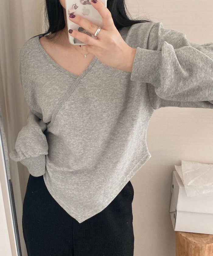 ビビッドレディ VIVIDLADY 春Ⅴネックショート丈トレーナー レディー (グレー) グレー